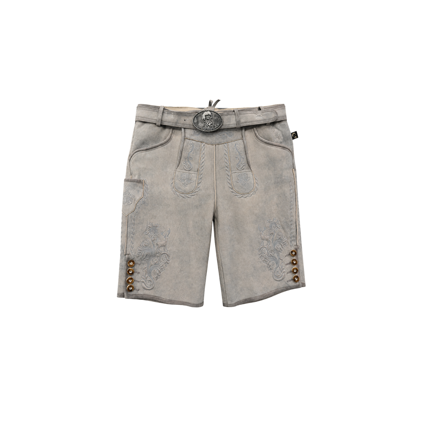 al78 Lederhose Pius hellgrau/stick hellblau