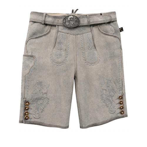al78 Lederhose Pius hellgrau/stick hellblau