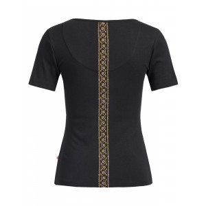 Damen Kreuzstich Shirt schwarz s alpiner Lifestyle 100% Baumwolle